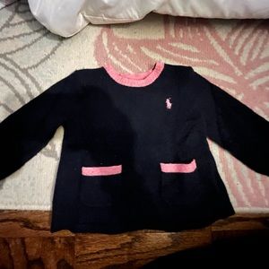 Navy blue and pink wool sweater. Very soft to the touch. Condition like new.